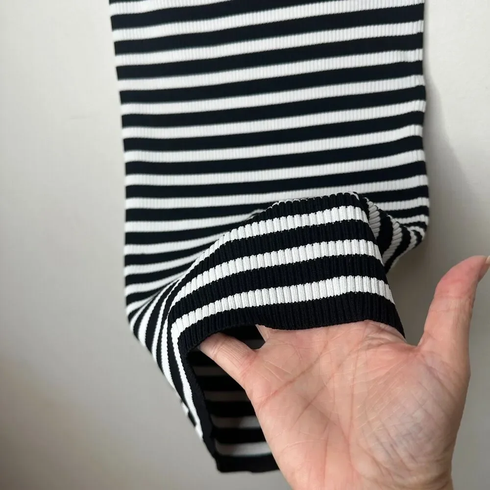 Michael Kors Black & White Striped Stretch Bodycon Tube Maxi Skirt XXS